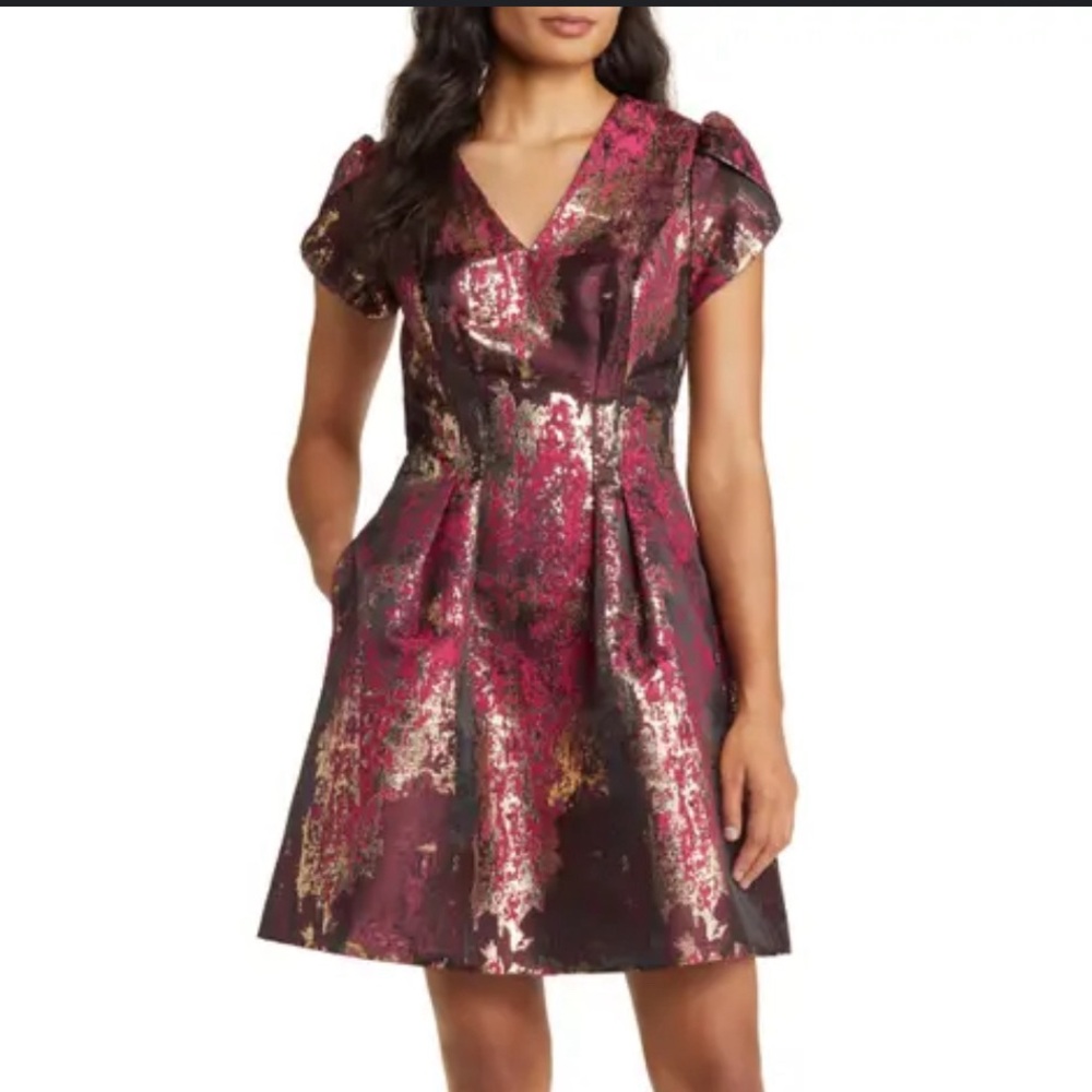 Elegant Burgundy Floral Dress